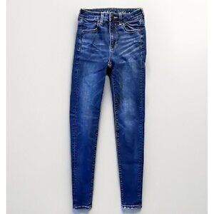 American Eagle Jeans Women Sz 00 Blue Super Stretch Hi-Rise Jegging Denim Skinny